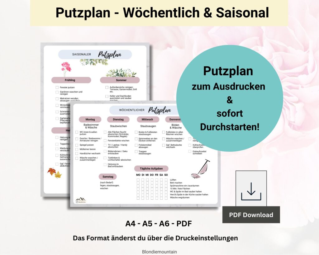 Putzplan für die ganze Woche